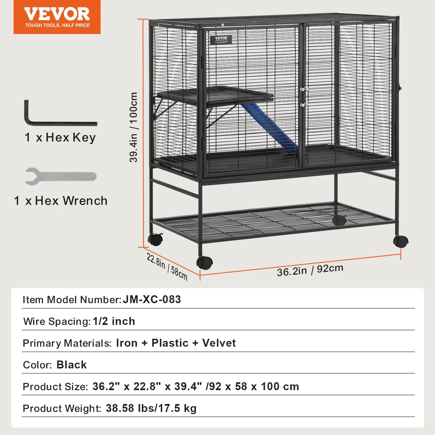 SucceBuy Rolling Metal Ferret Cage 4 Tier Critter Nation Cage