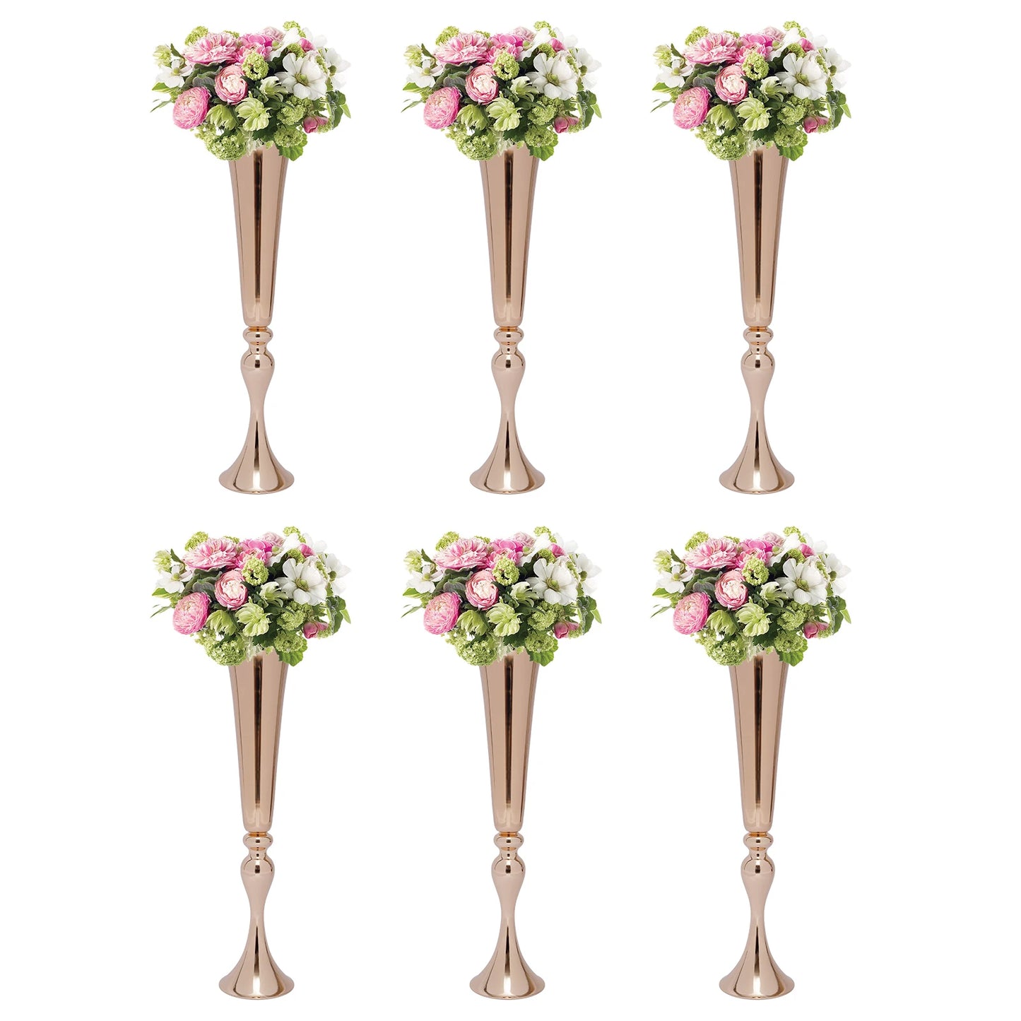 Six-Piece Trumpet Vases for Wedding Centerpieces and Table Decor