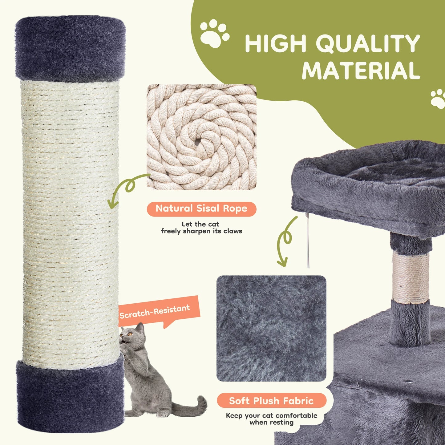 JHK Multi Level Cat Tree With Condo And Scratching Posts