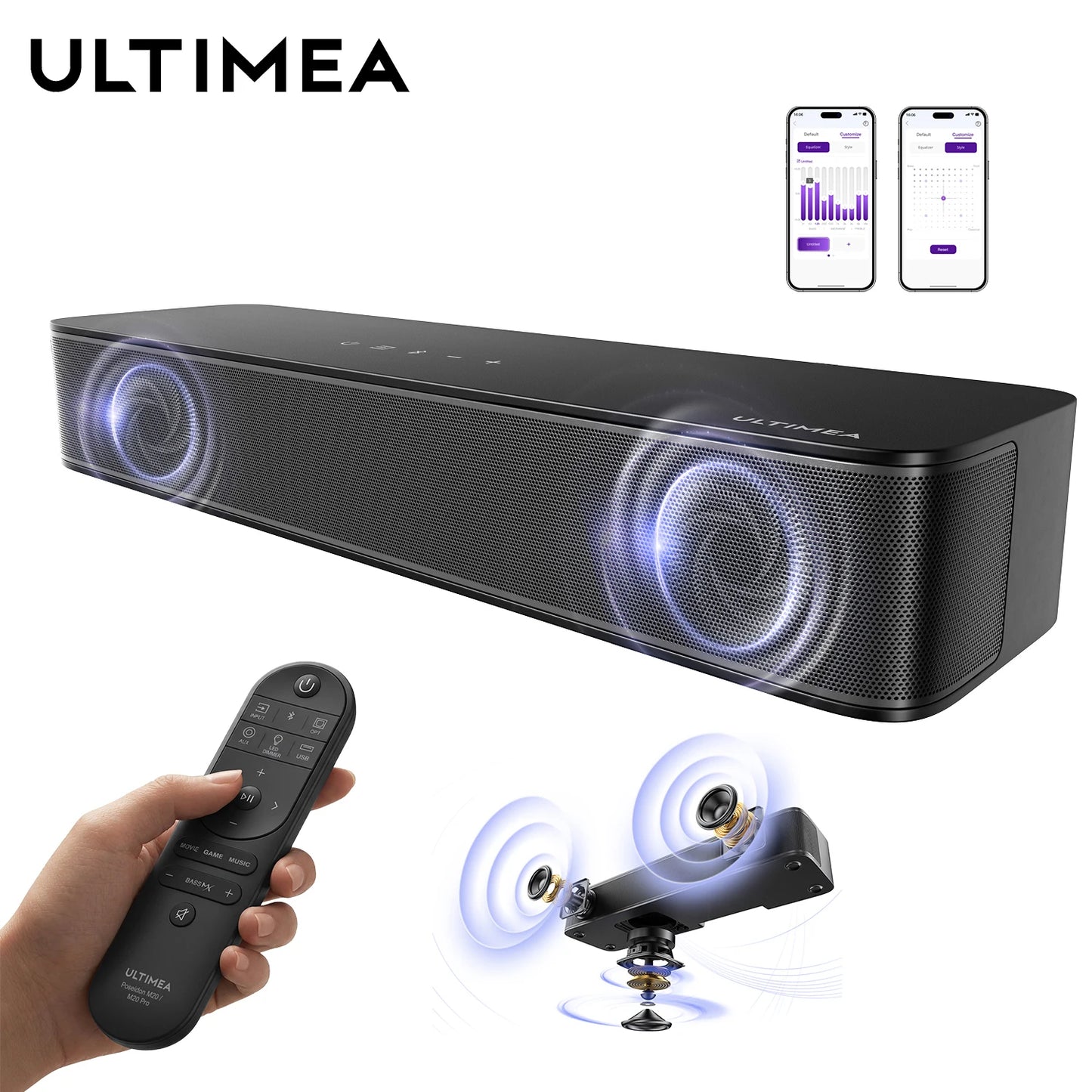 Ultimea 120W Two Point One Channel Compact TV Sound Bar