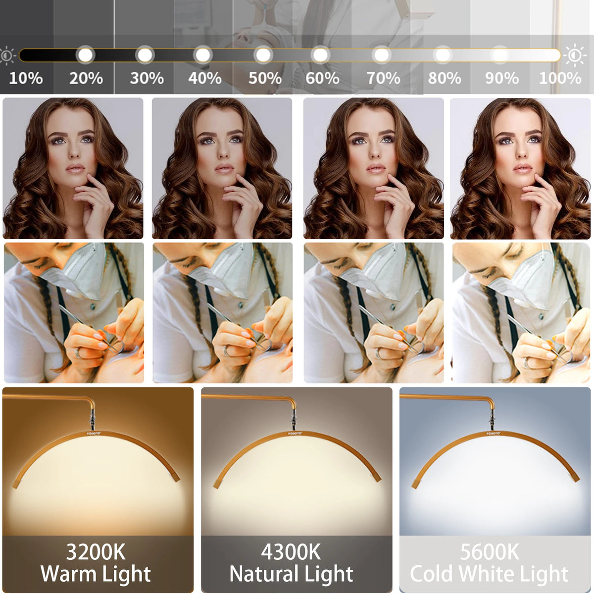 Fosoto Half Moon Lamp With Ring Light For Beauty Photography
