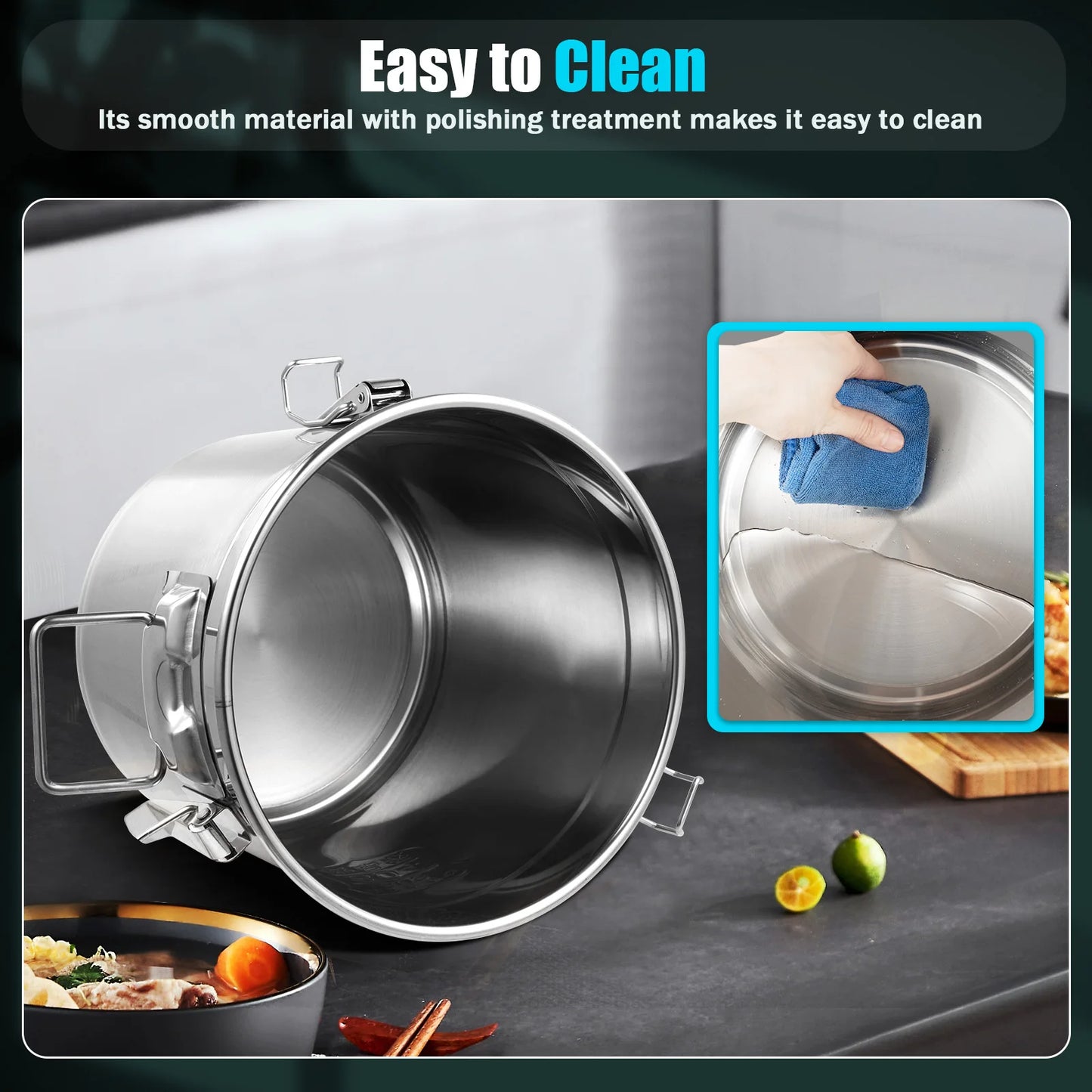 Bymaocar Stainless Steel Cereal Container Airtight Storage Bucket