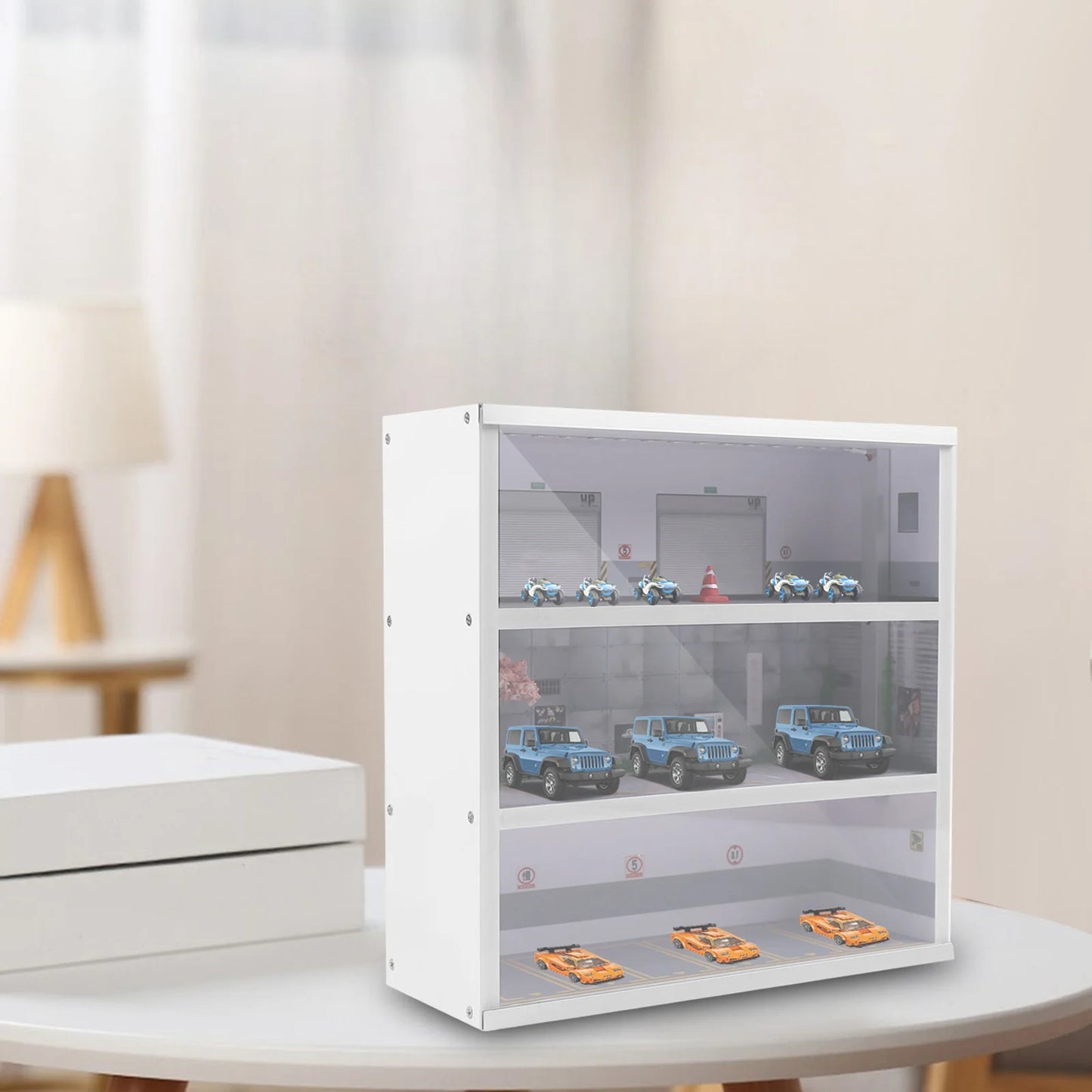 1:64 Diorama Parking Garage Display Case With LED Light