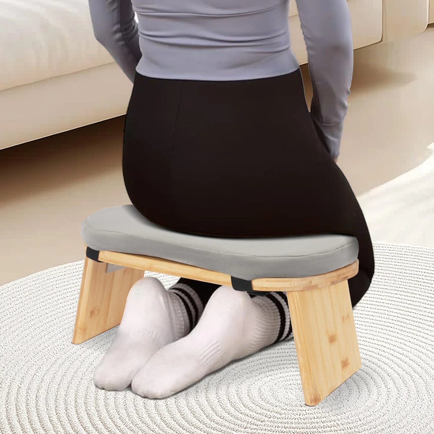 Bymaocar Foldable Meditation Bench Kneeling Stool For Home