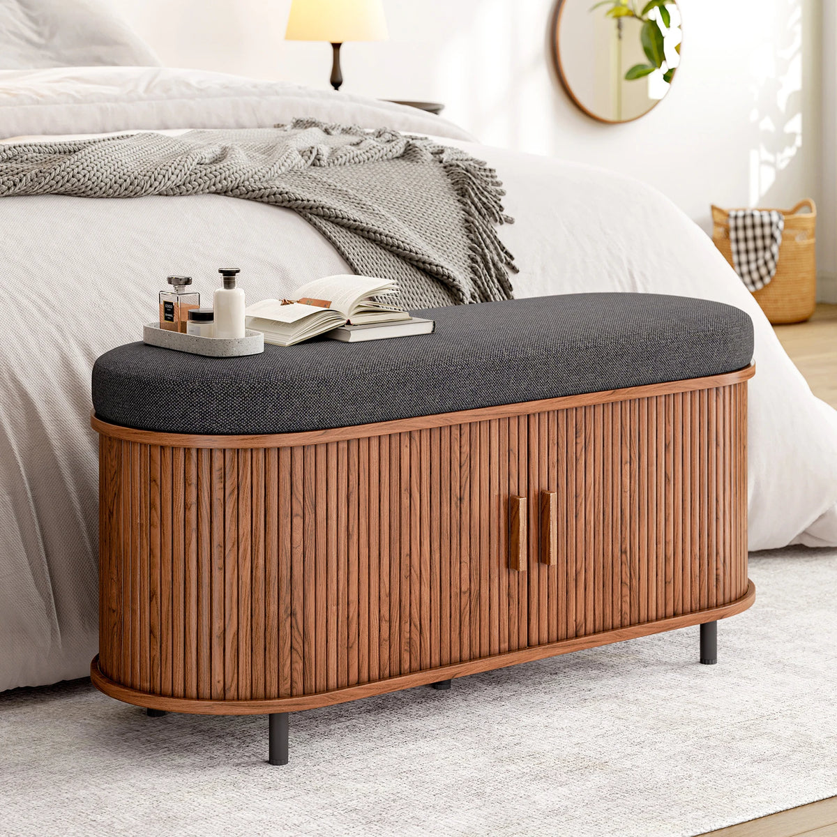 3 Tier Wooden Shoe Storage Bench Organizer With Cushion