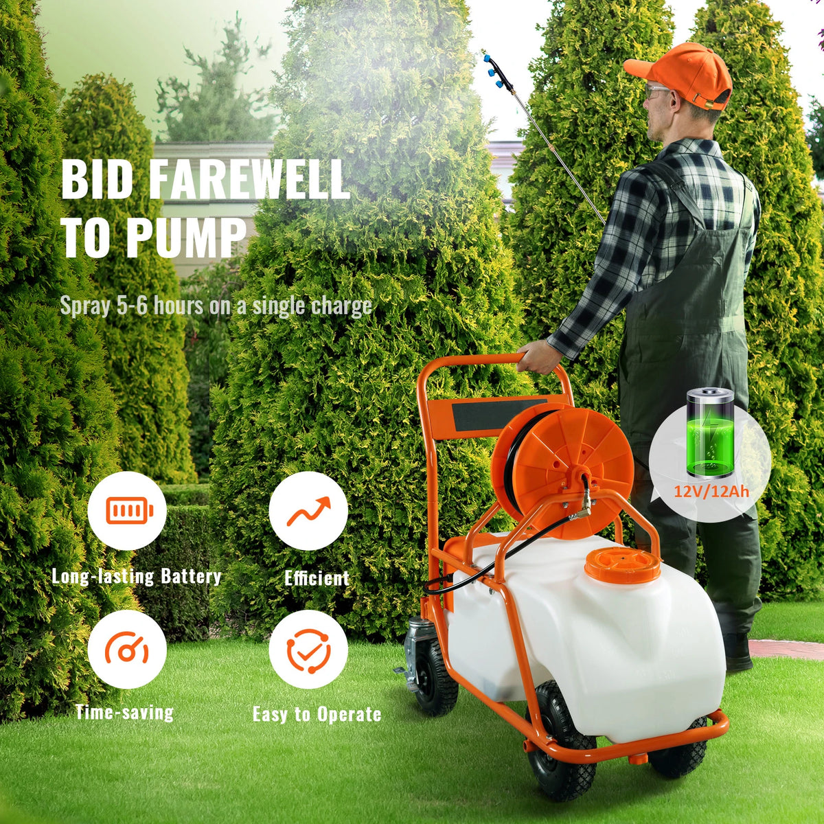SucceBuy 15 Gallon Battery Powered Garden Weed Sprayer