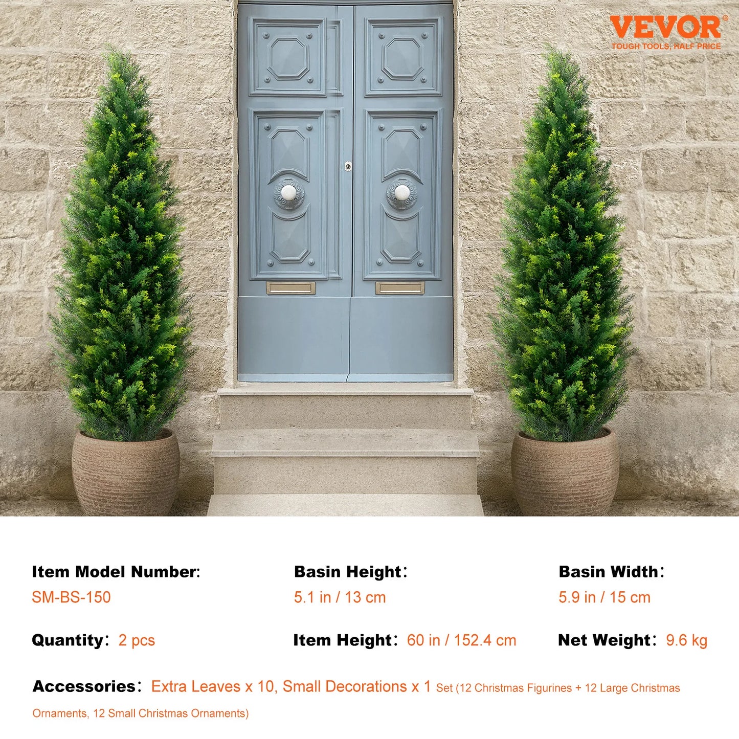 SucceBuy Cedar Topiary Tree Set Outdoor Evergreen Artificial Plant Decor