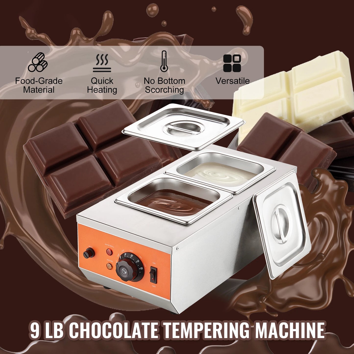 SucceBuy Electric Chocolate Tempering Machine Two Tank Cascade Melter