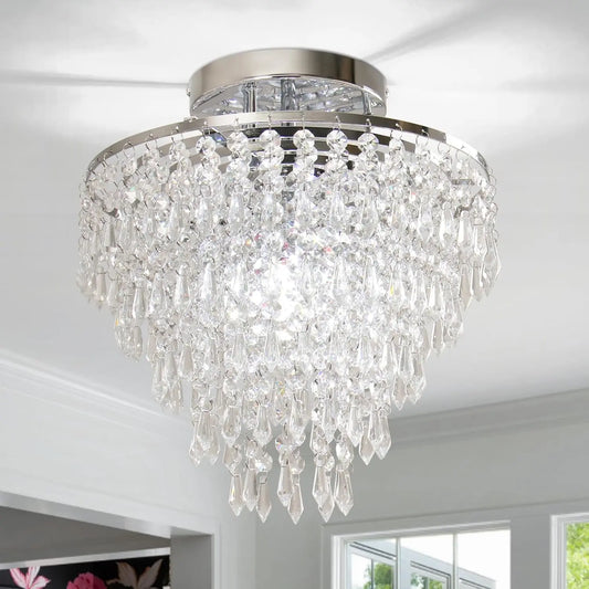 Finktonglan 5 Tier Crystal Chandelier Flush Mount Ceiling Light