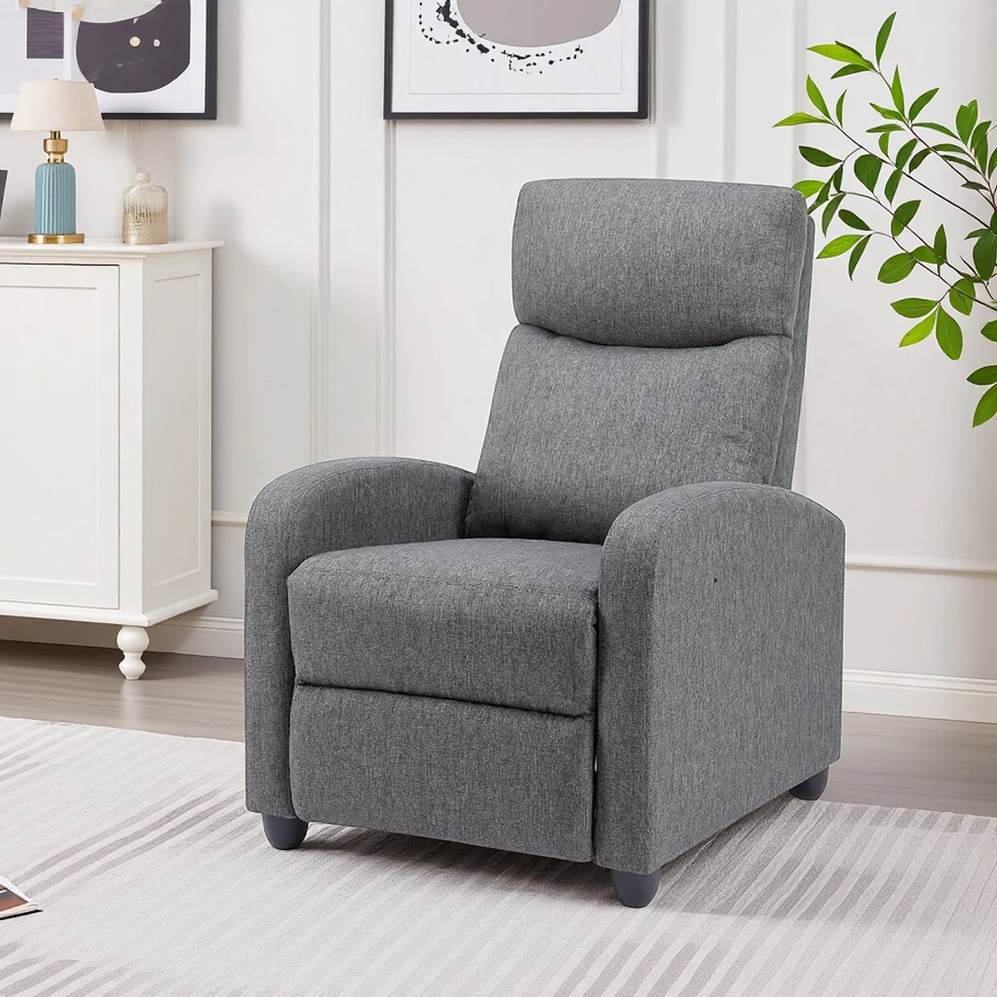 Living Room Recliner Sofa With Lumbar Support And PU Leather