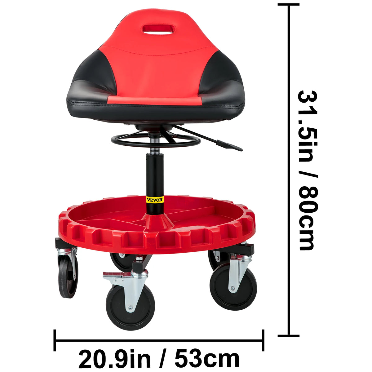 SucceBuy Rolling Garage Stool With Swivel Casters And Tool Tray