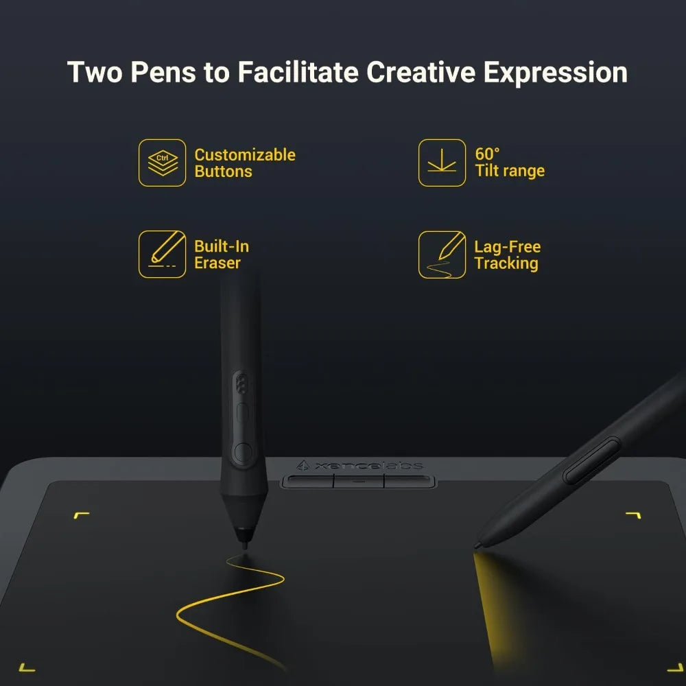 Portable Wireless Drawing Tablet Dual Battery Free Styluses 8192 Levels Pressure