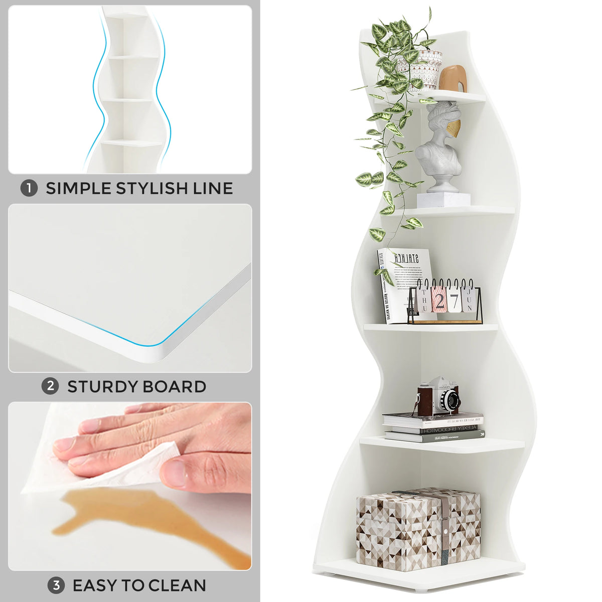 Tribesigns Modern Wooden Corner Bookshelf For Home Office Storage