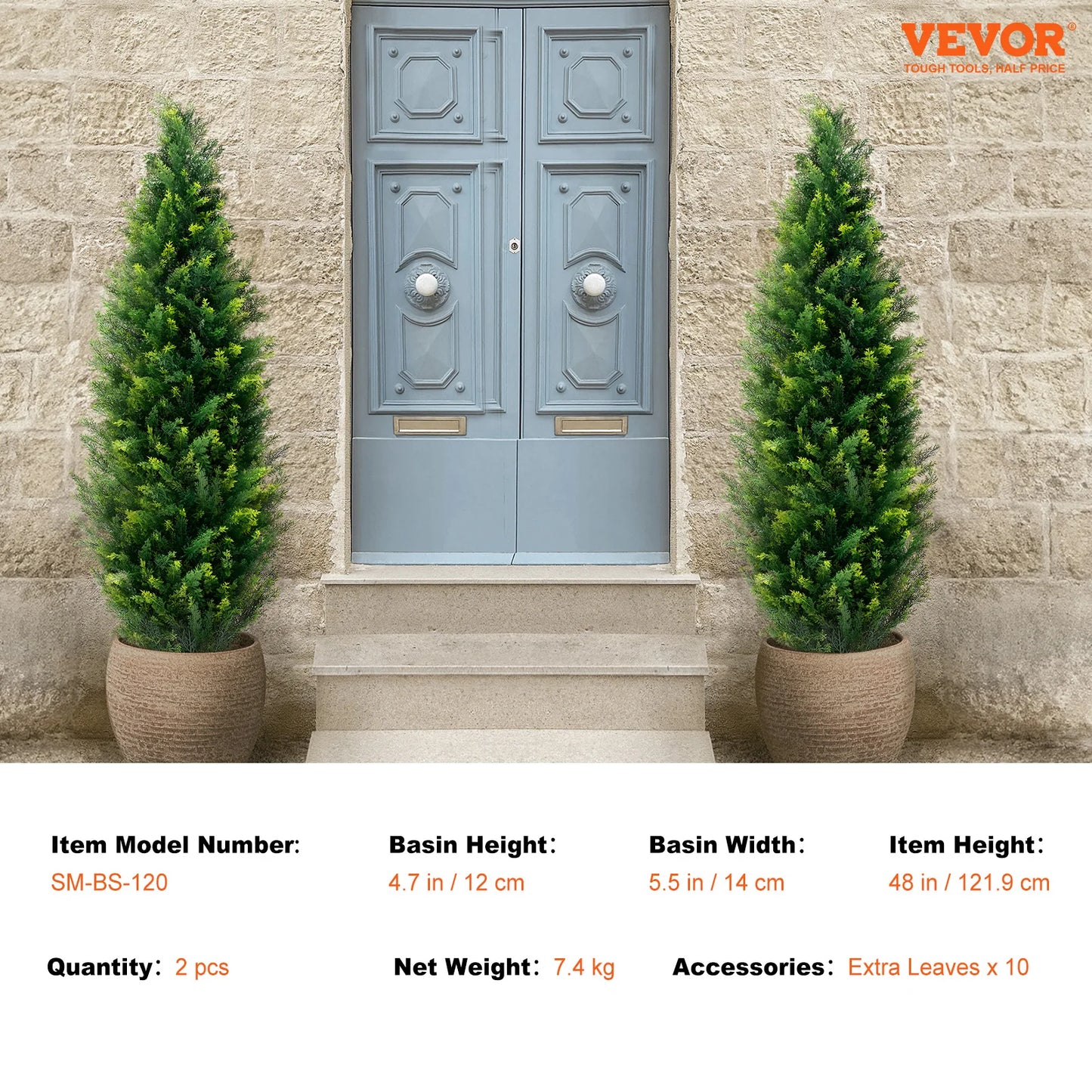 SucceBuy Cedar Topiary Tree Set Outdoor Evergreen Artificial Plant Decor