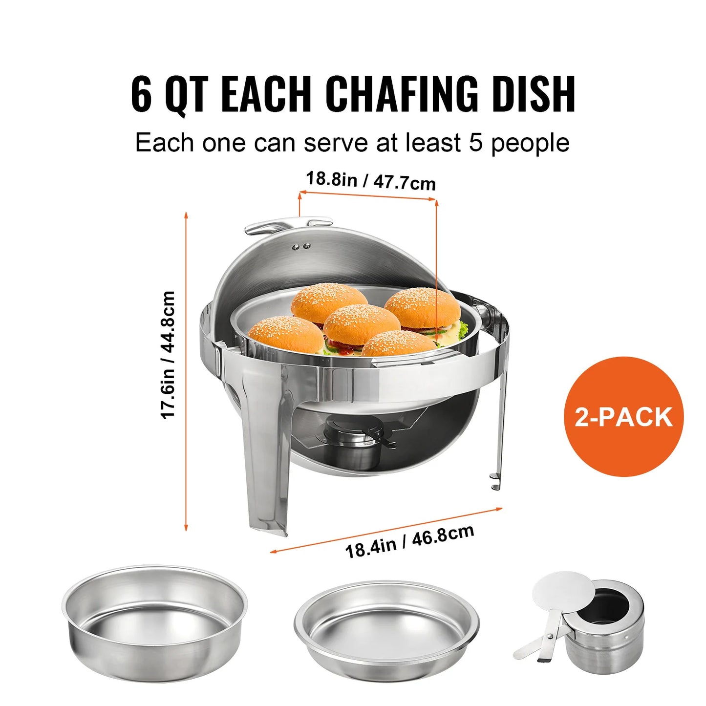 SucceBuy Roll Top Chafing Dish Buffet Set Two Pan Chafer