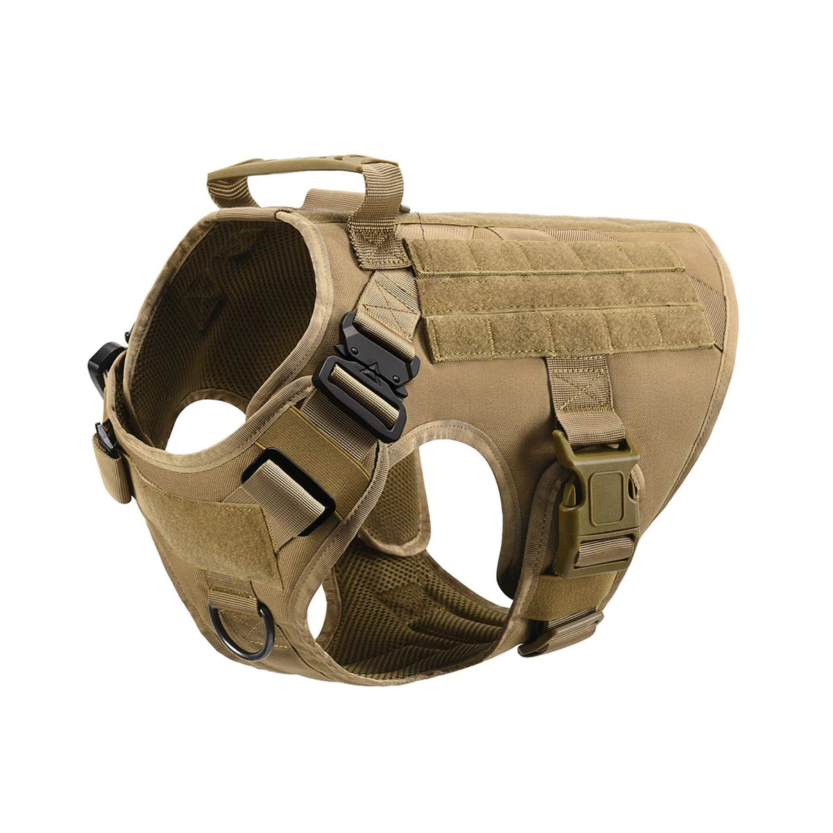 Tactical Nylon Dog Harness Collar With Molle Pouches For Large Pets
