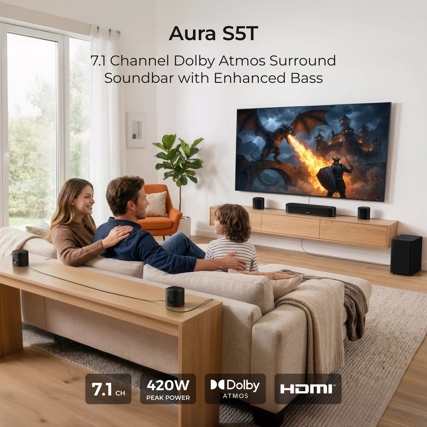 Ultimea 420W Dolby Atmos Soundbar With Subwoofer And Surround Speakers