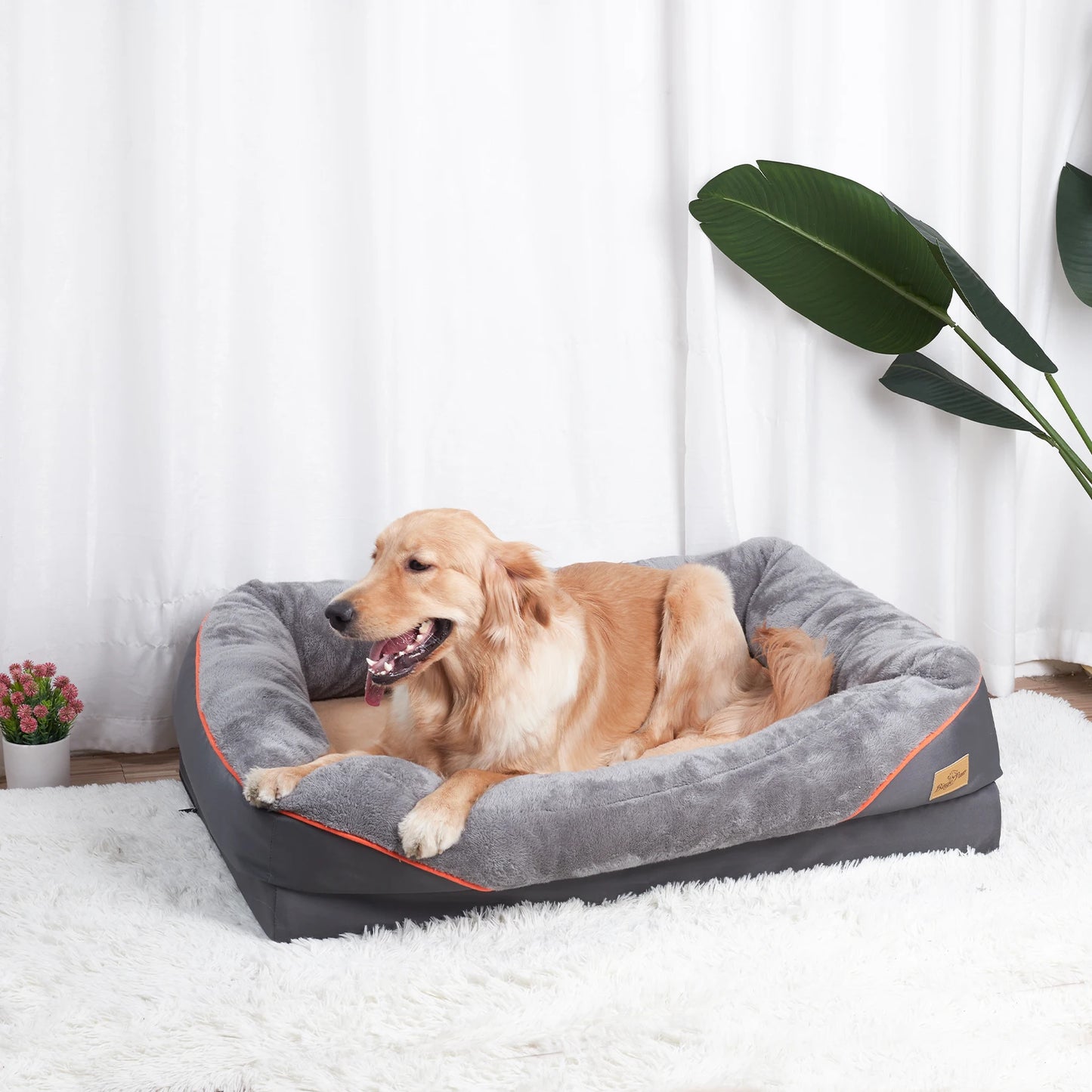 BINGOPAW Large Dog Bed With Removable Washable Waterproof Fleece Cover