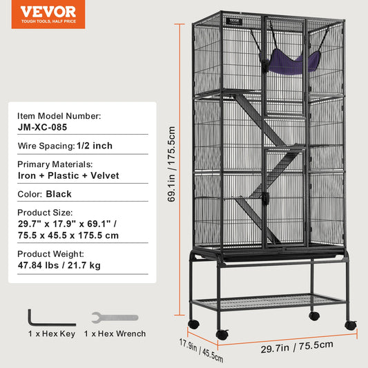 SucceBuy Rolling Metal Ferret Cage 4 Tier Critter Nation Cage