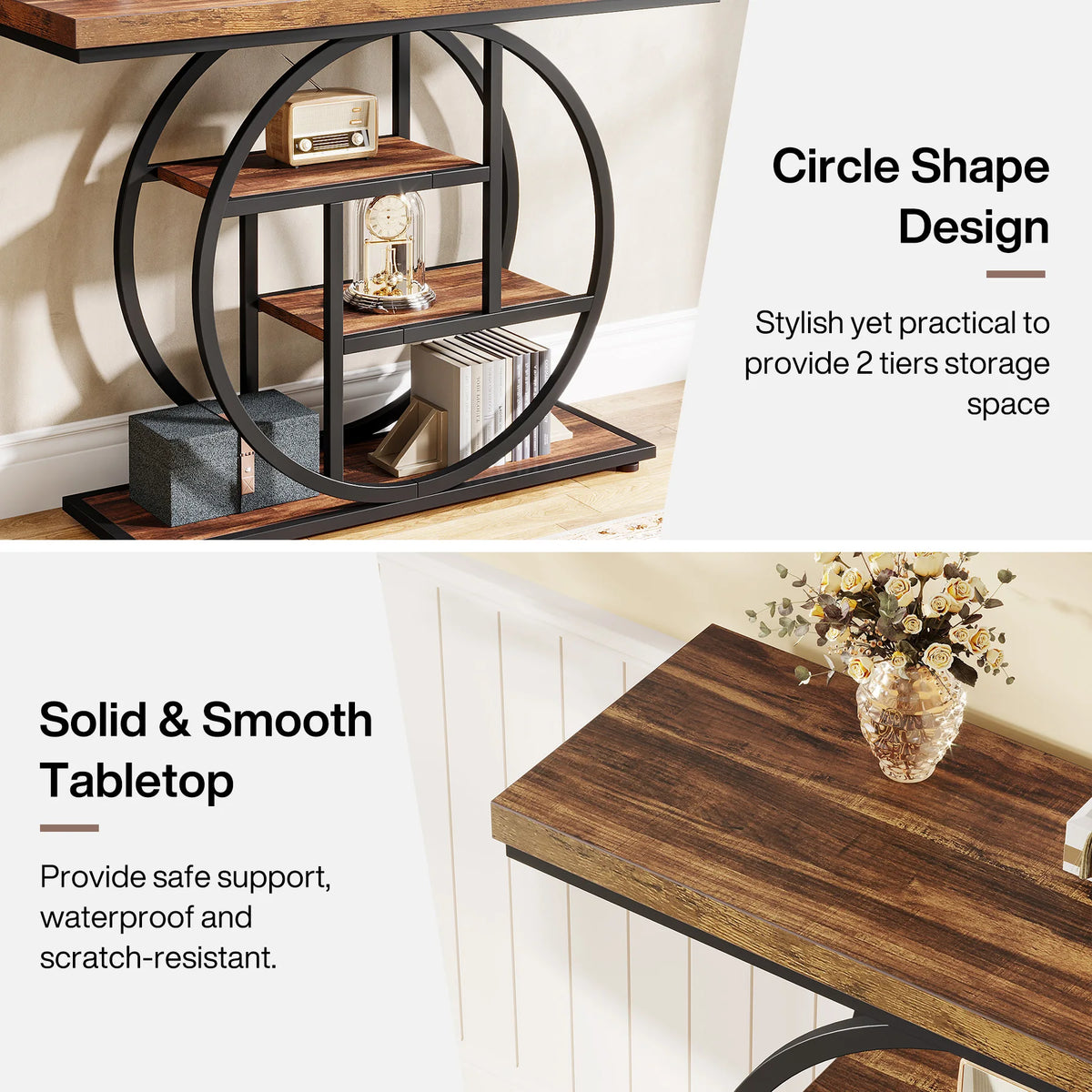 Tribesigns Four Tier Industrial Metal Entryway Console Table