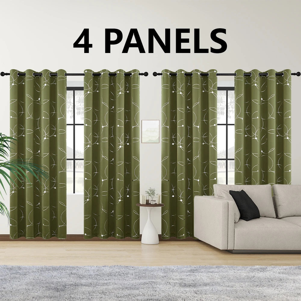 Blackout Curtains Thermal Insulated Room Darkening Foil Circle Dots Bedroom
