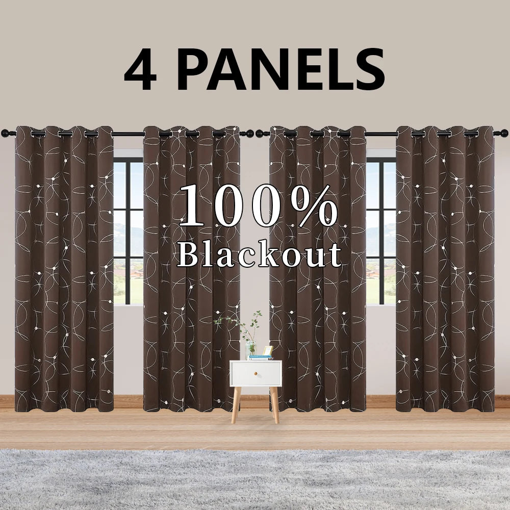 Blackout Curtains Thermal Insulated Room Darkening Foil Circle Dots Bedroom