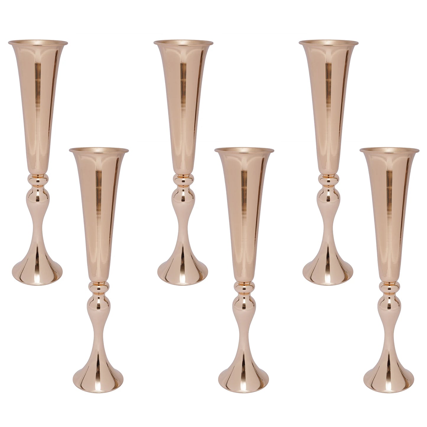 Six-Piece Trumpet Vases for Wedding Centerpieces and Table Decor