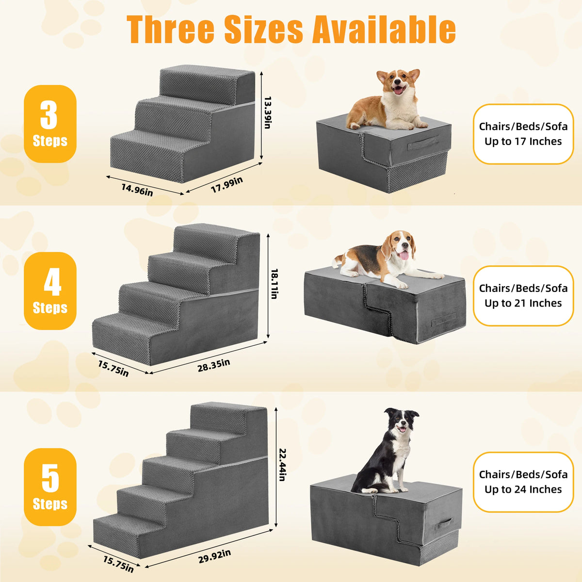 JHK Universal Curved Step Foam Dog Stairs Ramp