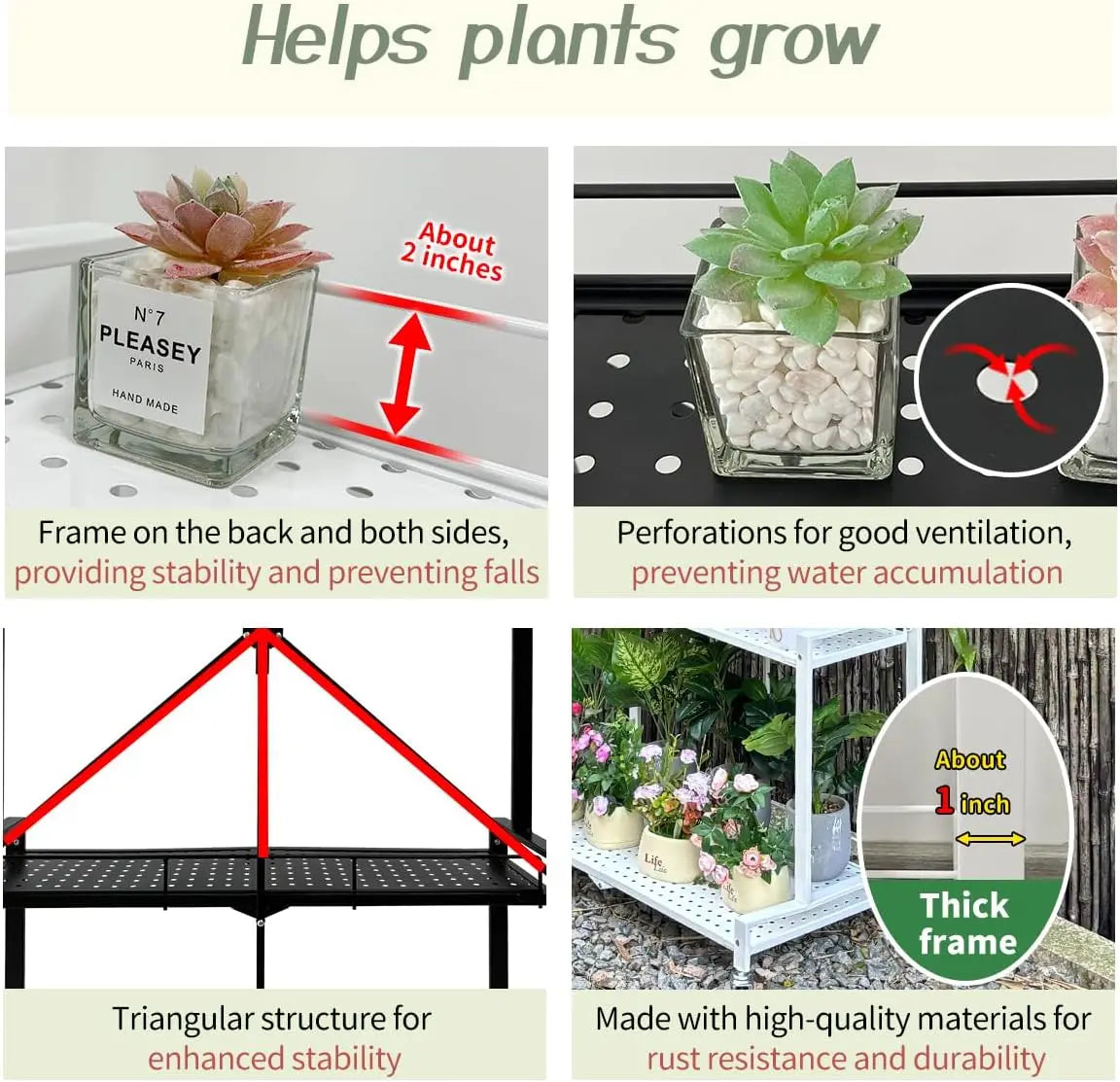 Foldable 4 Tier Plant Stand With Wheels No Assembly Needed
