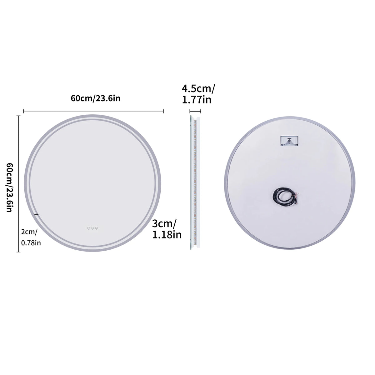 Luvodi Led Bathroom Mirror With Touch Screen And Anti Fog