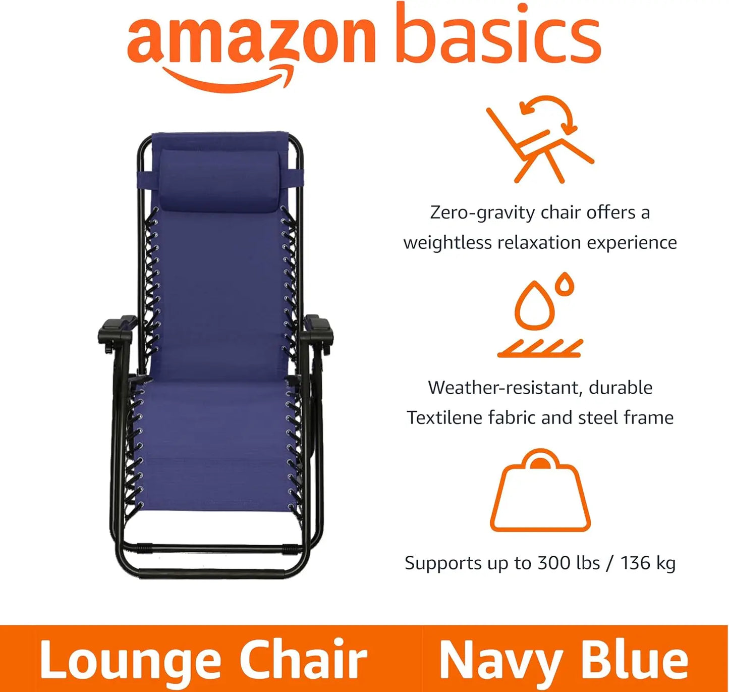 Zero Gravity Lounge Chair With Pillow Foldable Outdoor Recliner