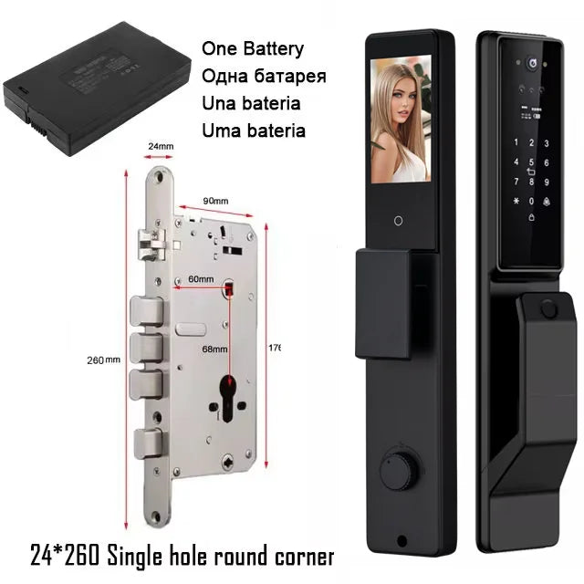 YKESDL Alexa Voice Control Smart Door Lock With 3D Face Recognition Camera