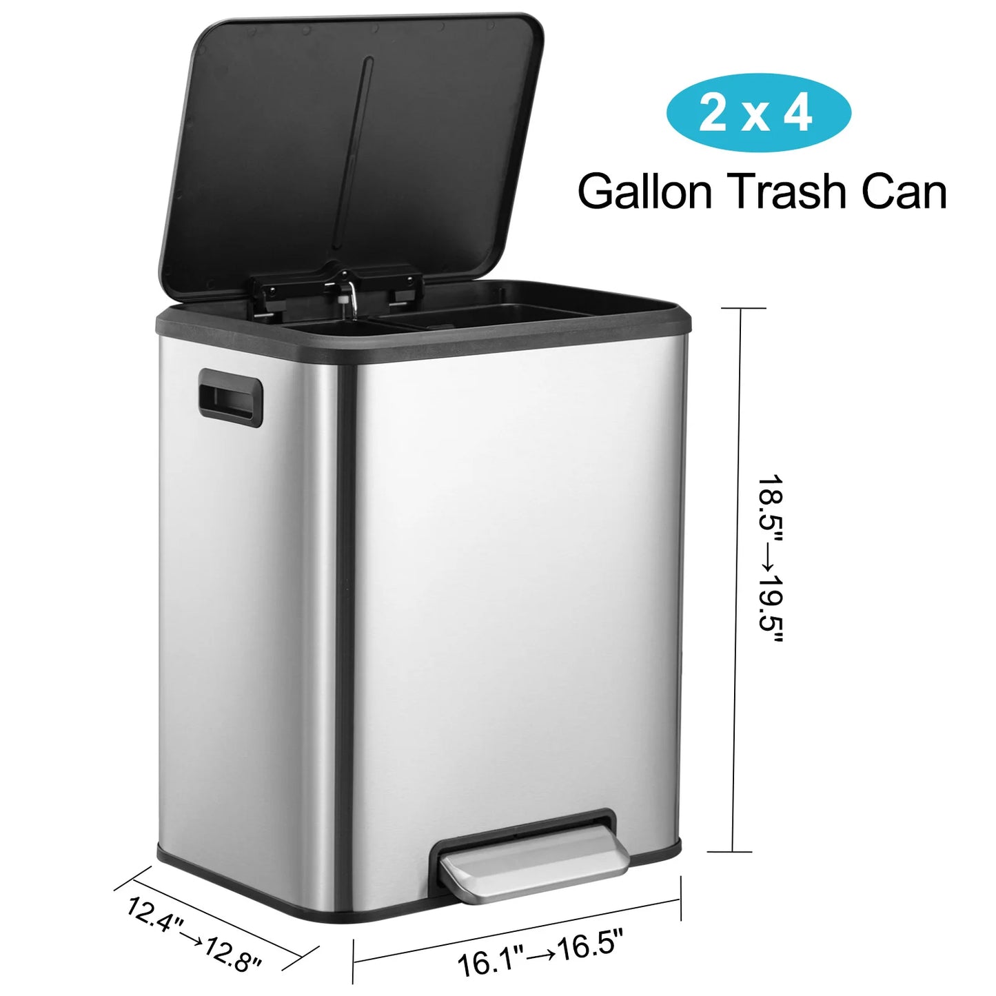 TWISTER.CK Dual Compartment Stainless Steel Kitchen Trash Can