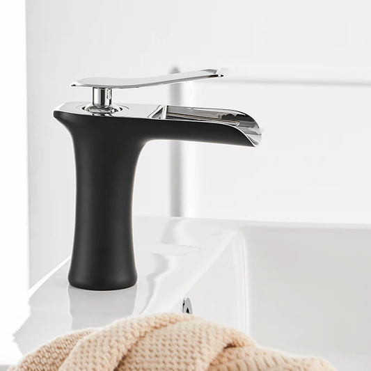 Single Handle Brass Waterfall Bathroom Basin Faucet Mixer Tap