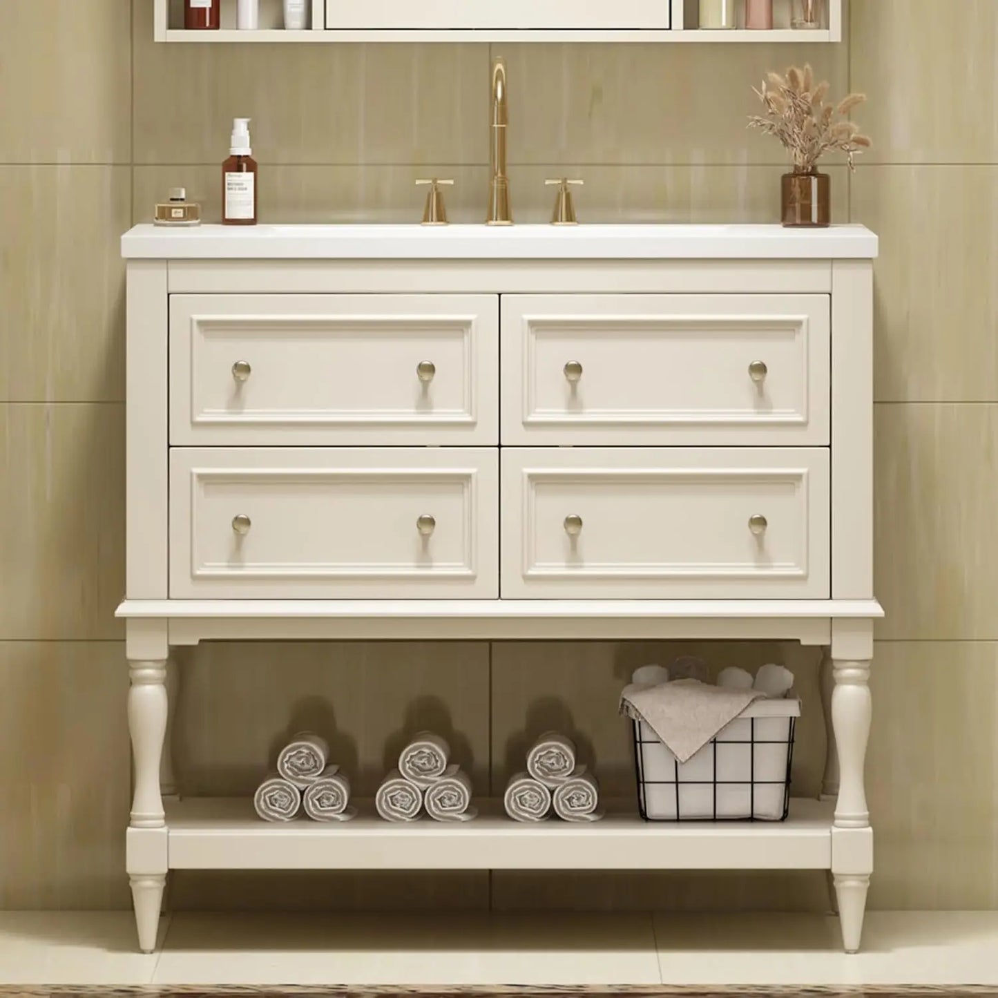 Farmhouse Bathroom Vanity With Sink And Four Drawers