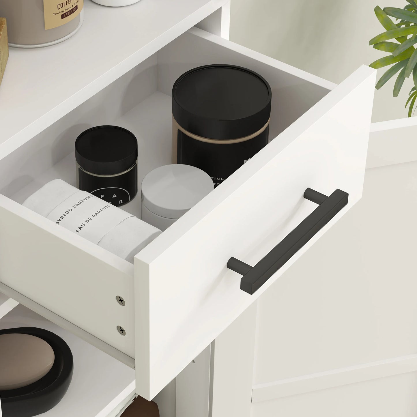 HOMCOM Modern Bathroom Storage Cabinet With Barn Doors