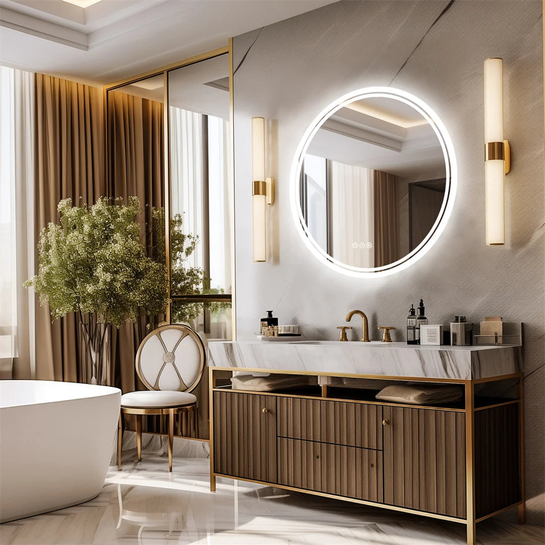 Luvodi Led Bathroom Mirror With Touch Screen And Anti Fog