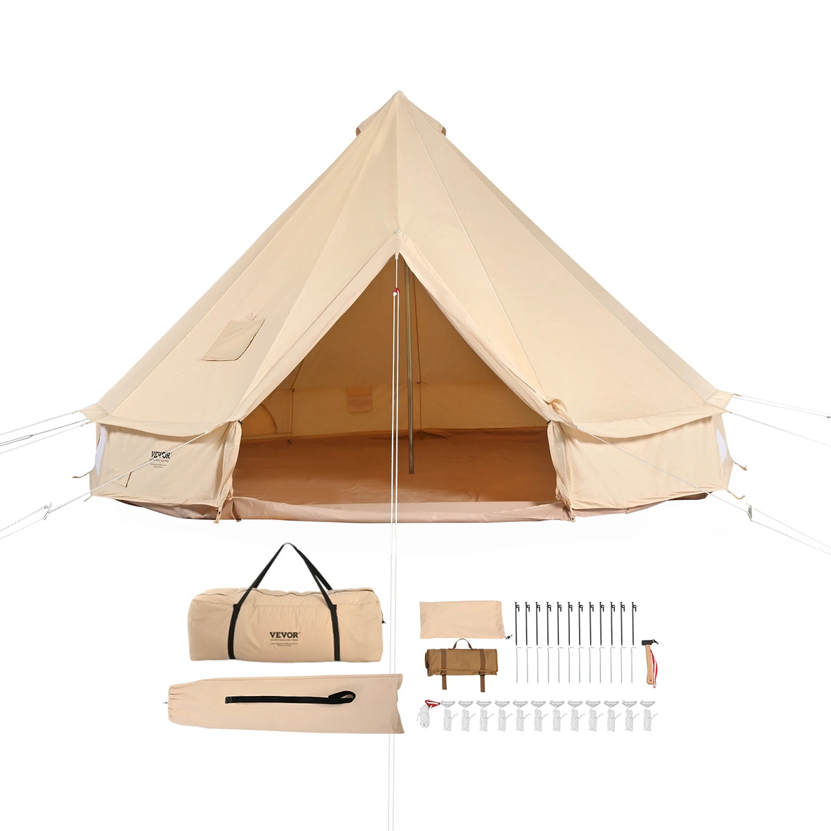 SucceBuy Canvas Bell Tent For Four Season Camping Breathable Yurt