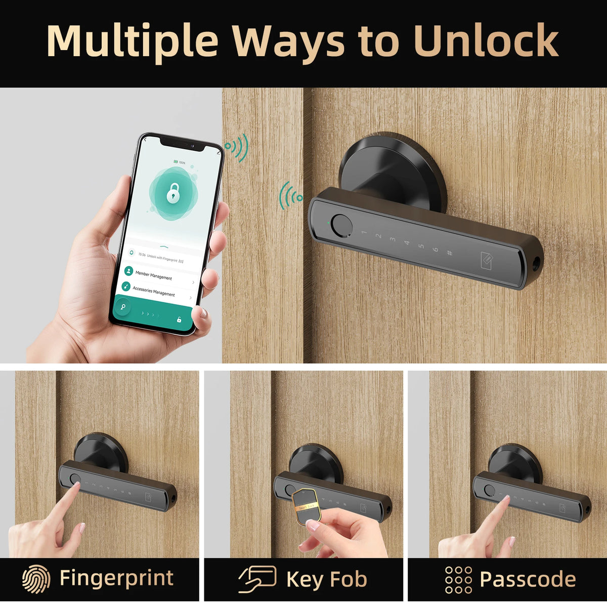 Viladepot Smart Fingerprint Door Lock With Bluetooth App Control