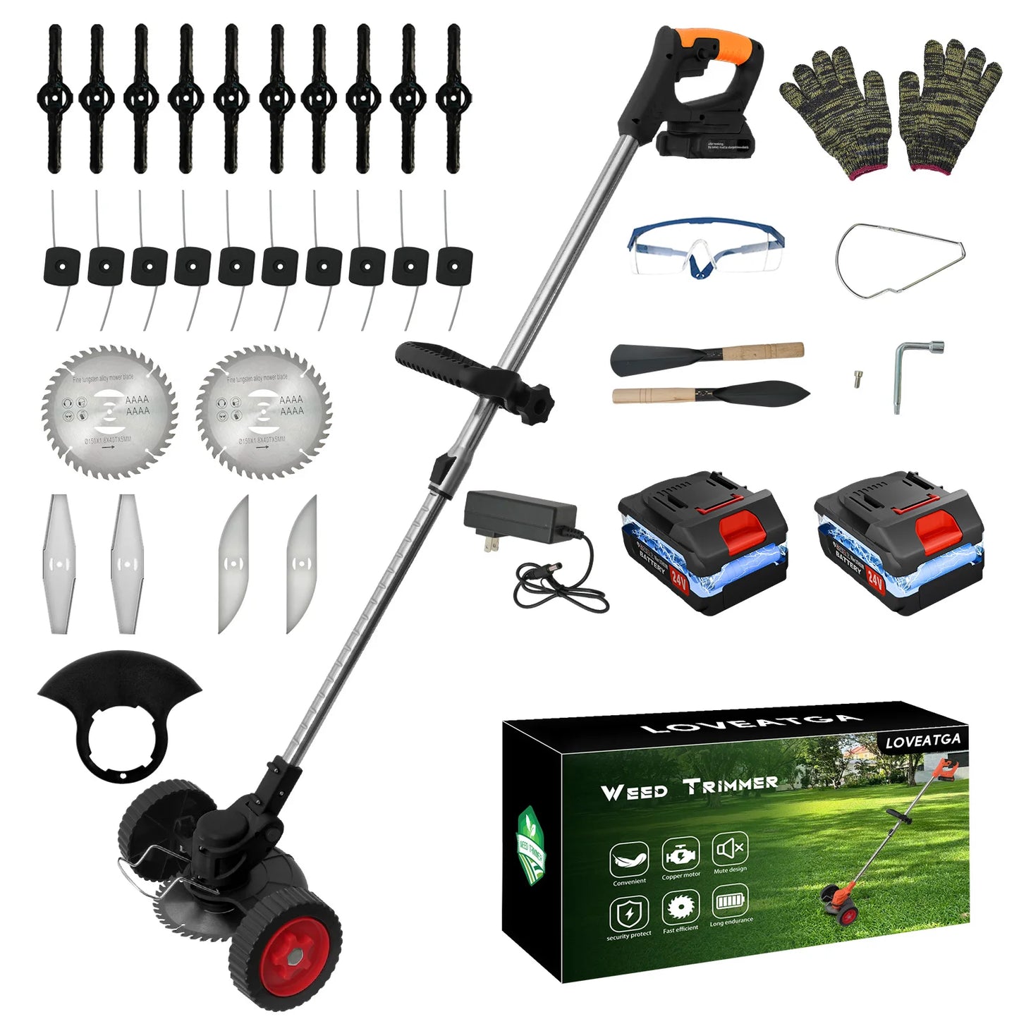 21V Cordless Grass Trimmer 3 In 1 Edger Mower With Batteries