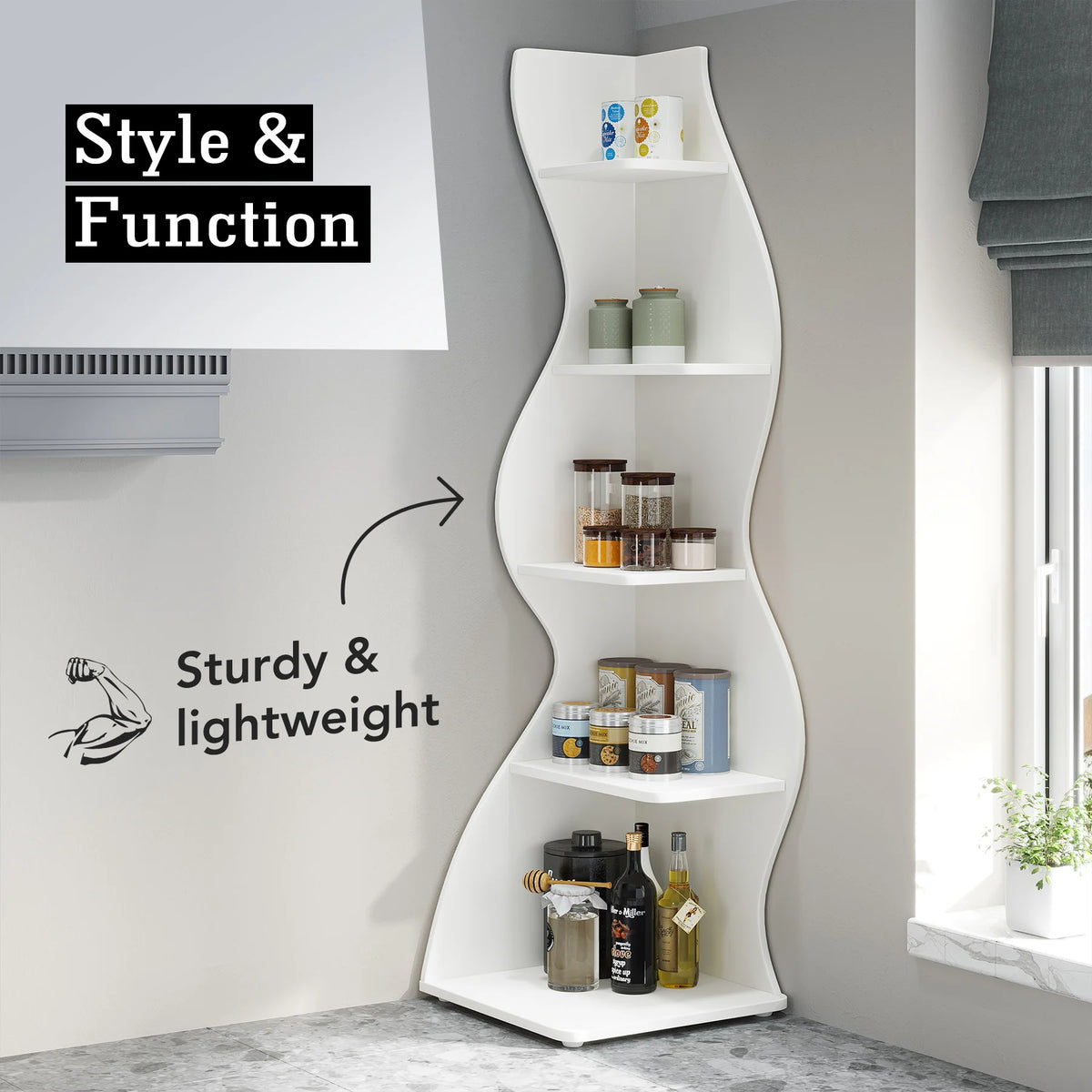 Tribesigns Modern Wooden Corner Bookshelf For Home Office Storage