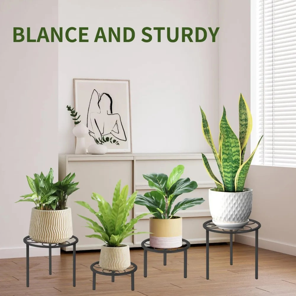 NBVCX Metal Plant Stand Set Of Five Heavy Duty Indoor Outdoor Racks