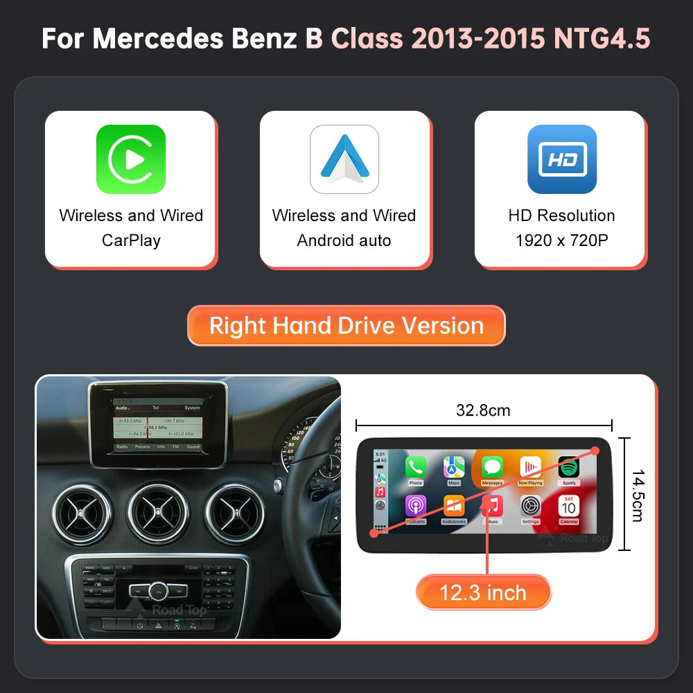 Road Top Benz NTG45 Touch Screen Car Multimedia Display CarPlay