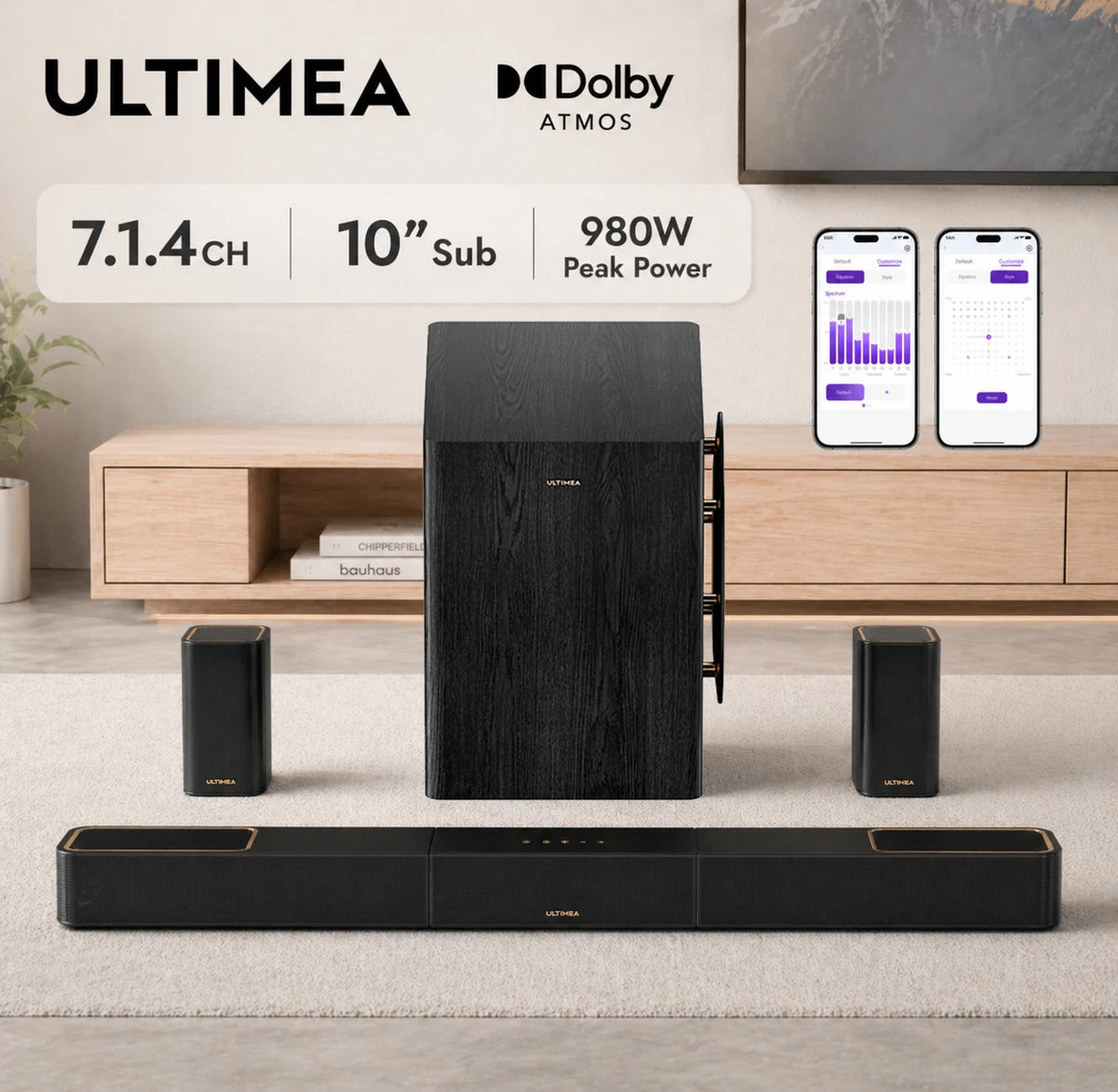 Ultimea 7.1 Dolby Atmos Soundbar With Subwoofer And Rear Speakers