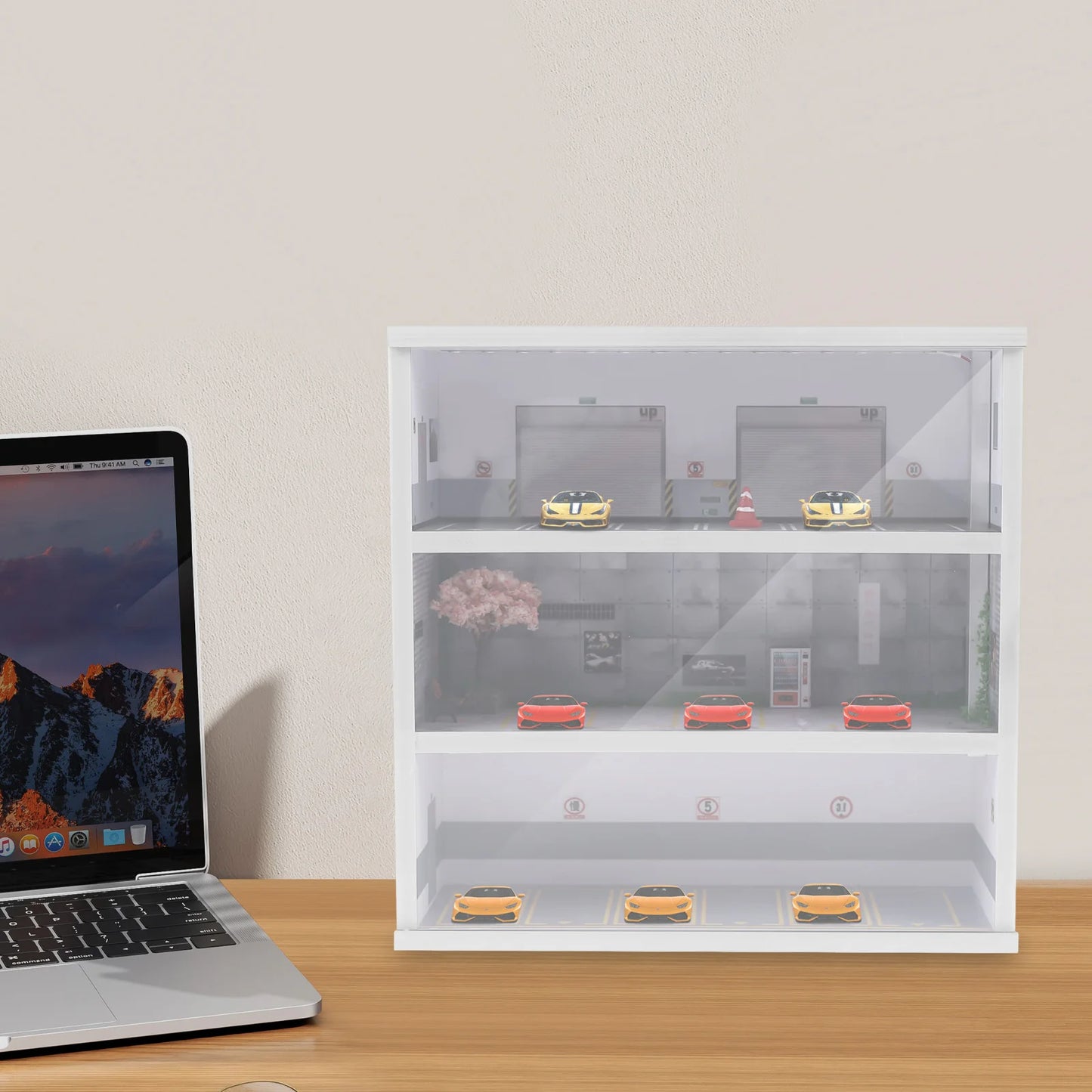 1:64 Diorama Parking Garage Display Case With LED Light