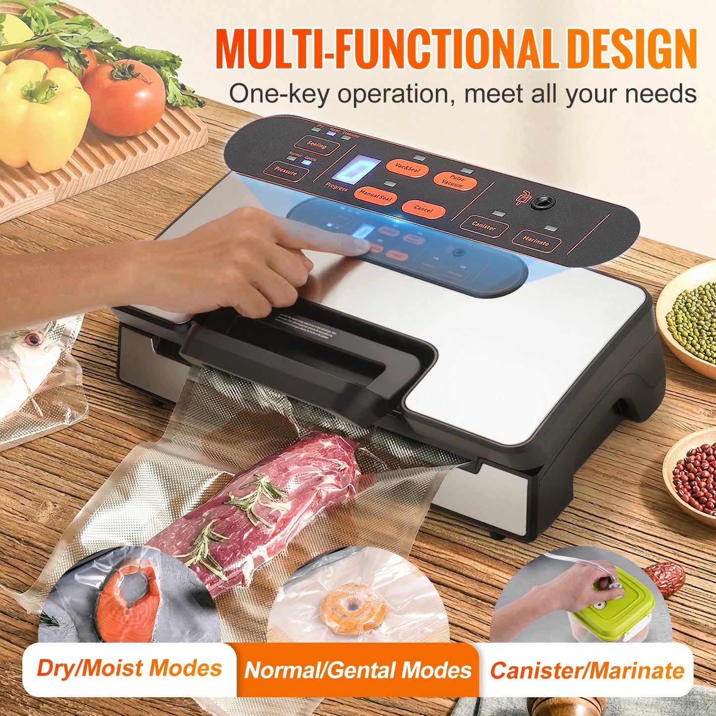 SucceBuy Vacuum Sealer Machine 130W 90Kpa With Free Bags
