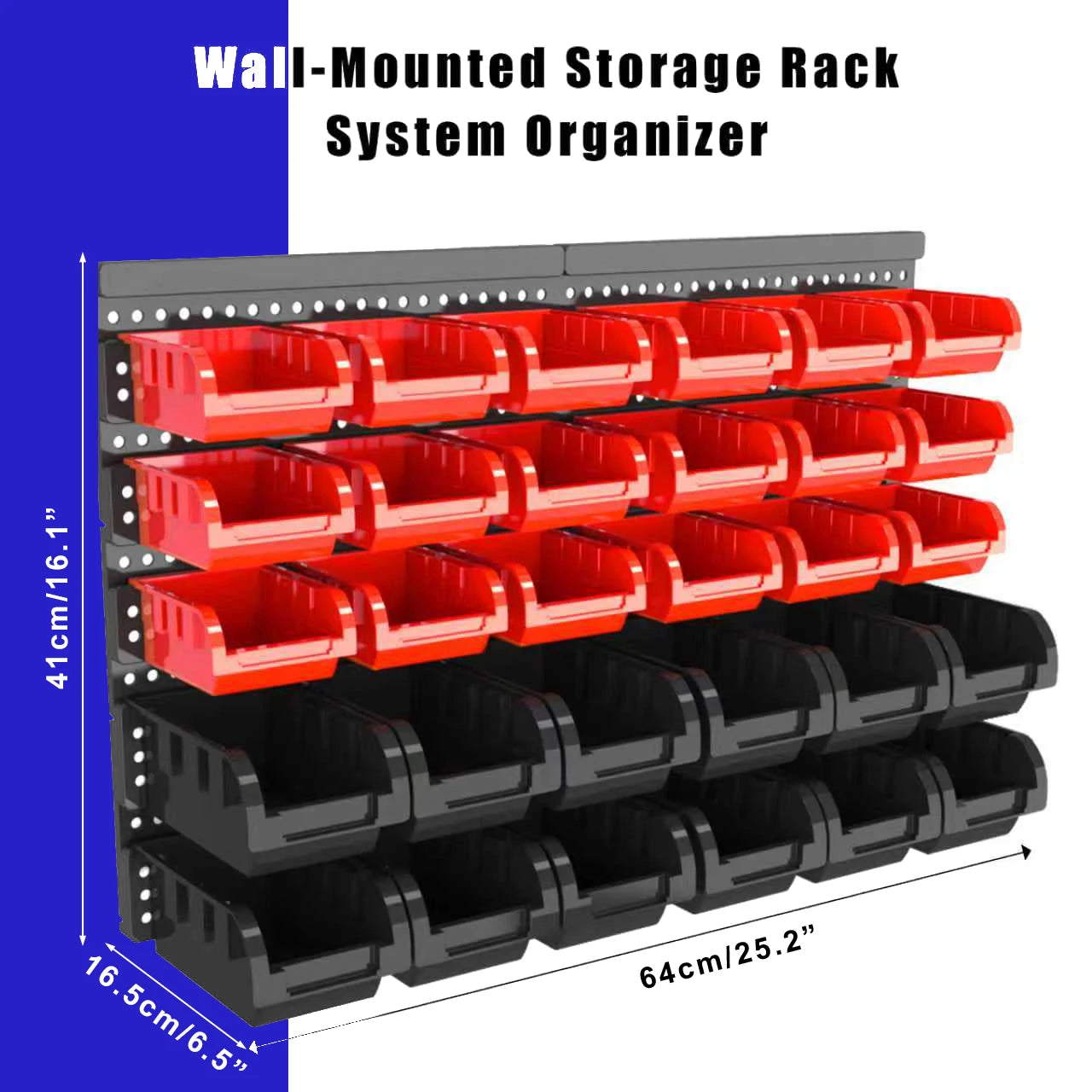 Wall Mounted Plastic Storage Bins Set Garage Organizer
