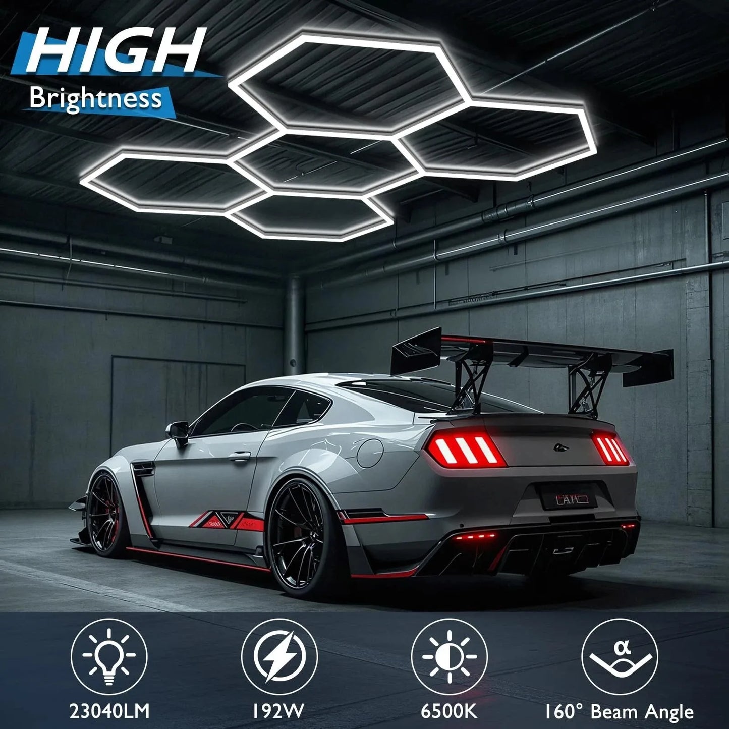 Hexagon LED Garage Light Honeycomb Ceiling Tube Lighting