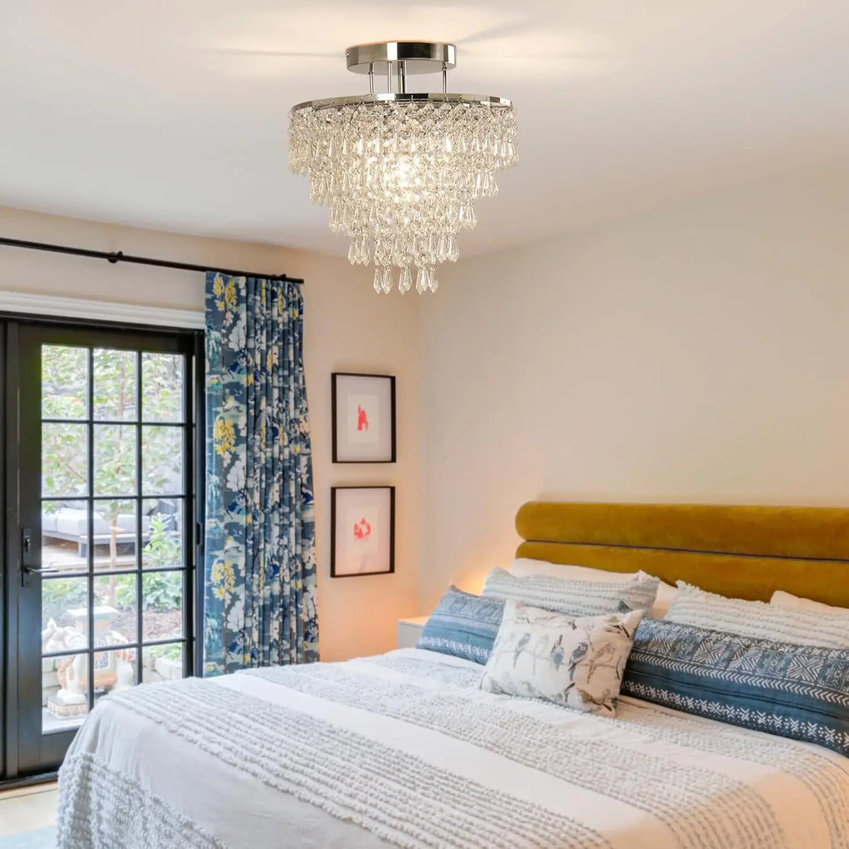Finktonglan 5 Tier Crystal Chandelier Flush Mount Ceiling Light