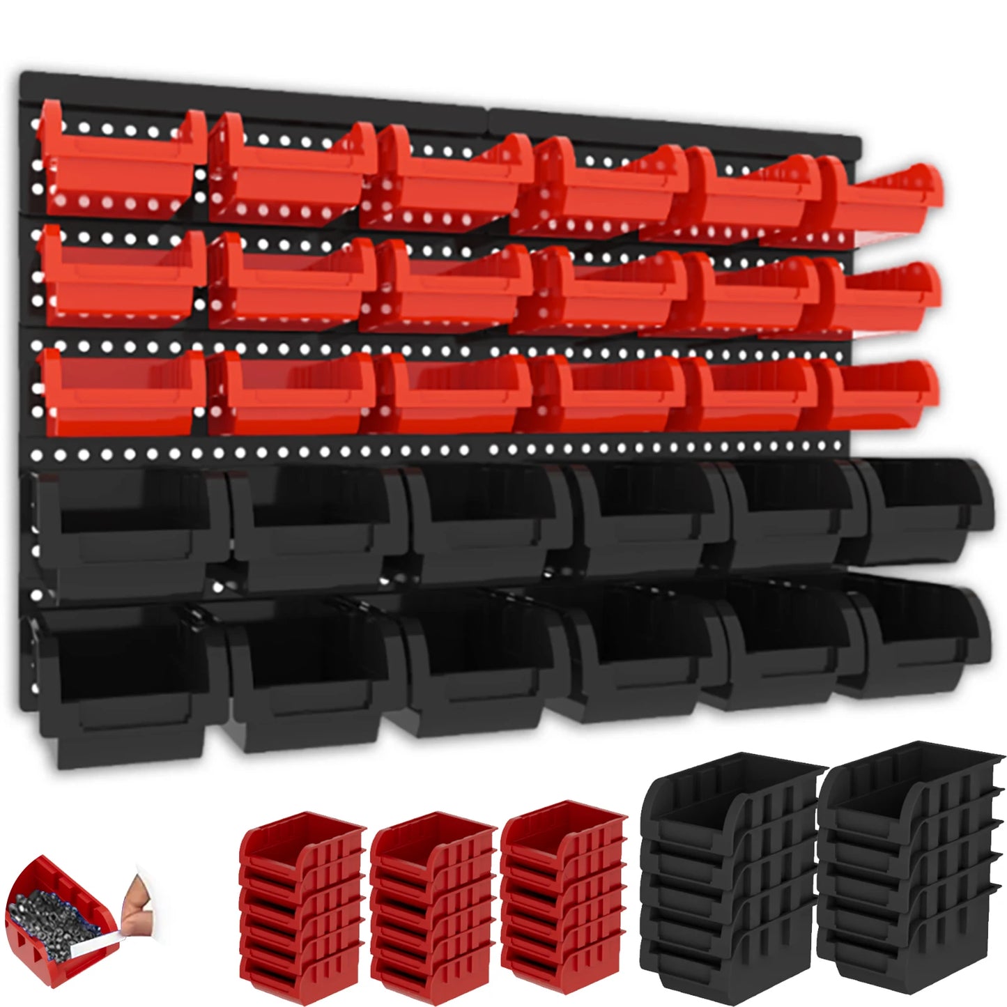 Wall Mounted Plastic Storage Bins Set Garage Organizer